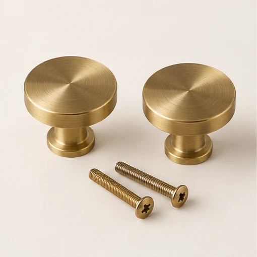 Brushed brass knob pair